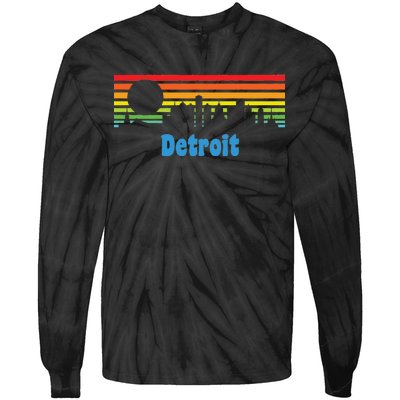 Detroit Retro Skyline Tie-Dye Long Sleeve Shirt