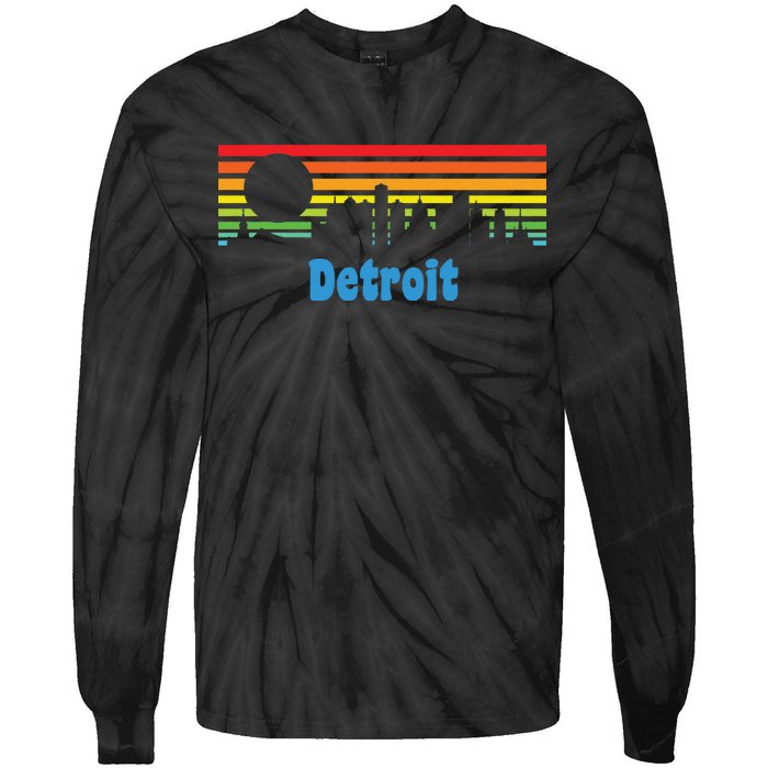 Detroit Retro Skyline Tie-Dye Long Sleeve Shirt