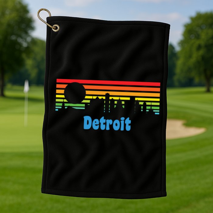 Detroit Retro Skyline Golf Towel