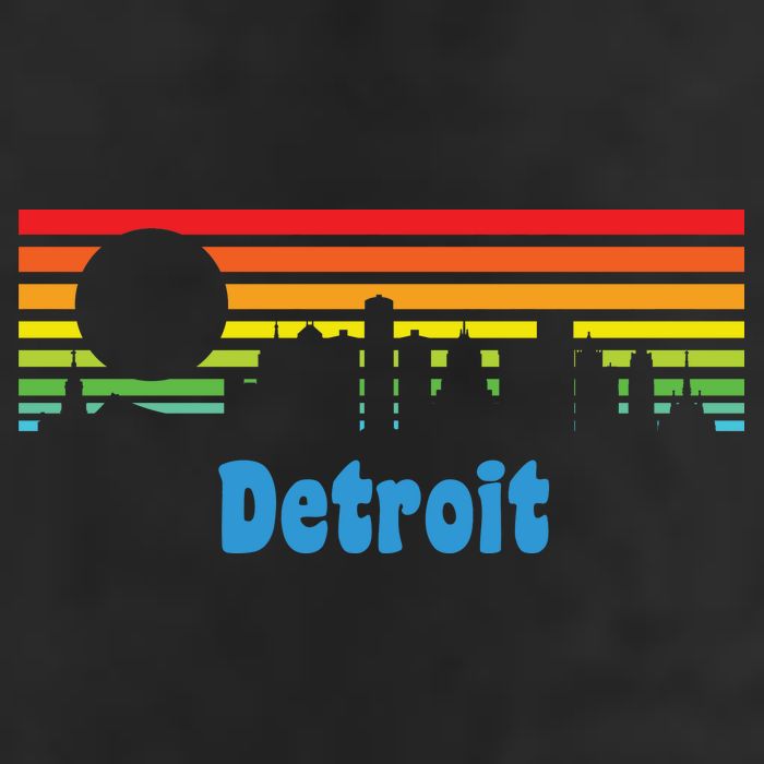 Detroit Retro Skyline Golf Towel