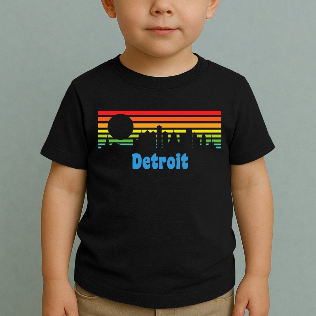 Detroit Retro Skyline Toddler T-Shirt