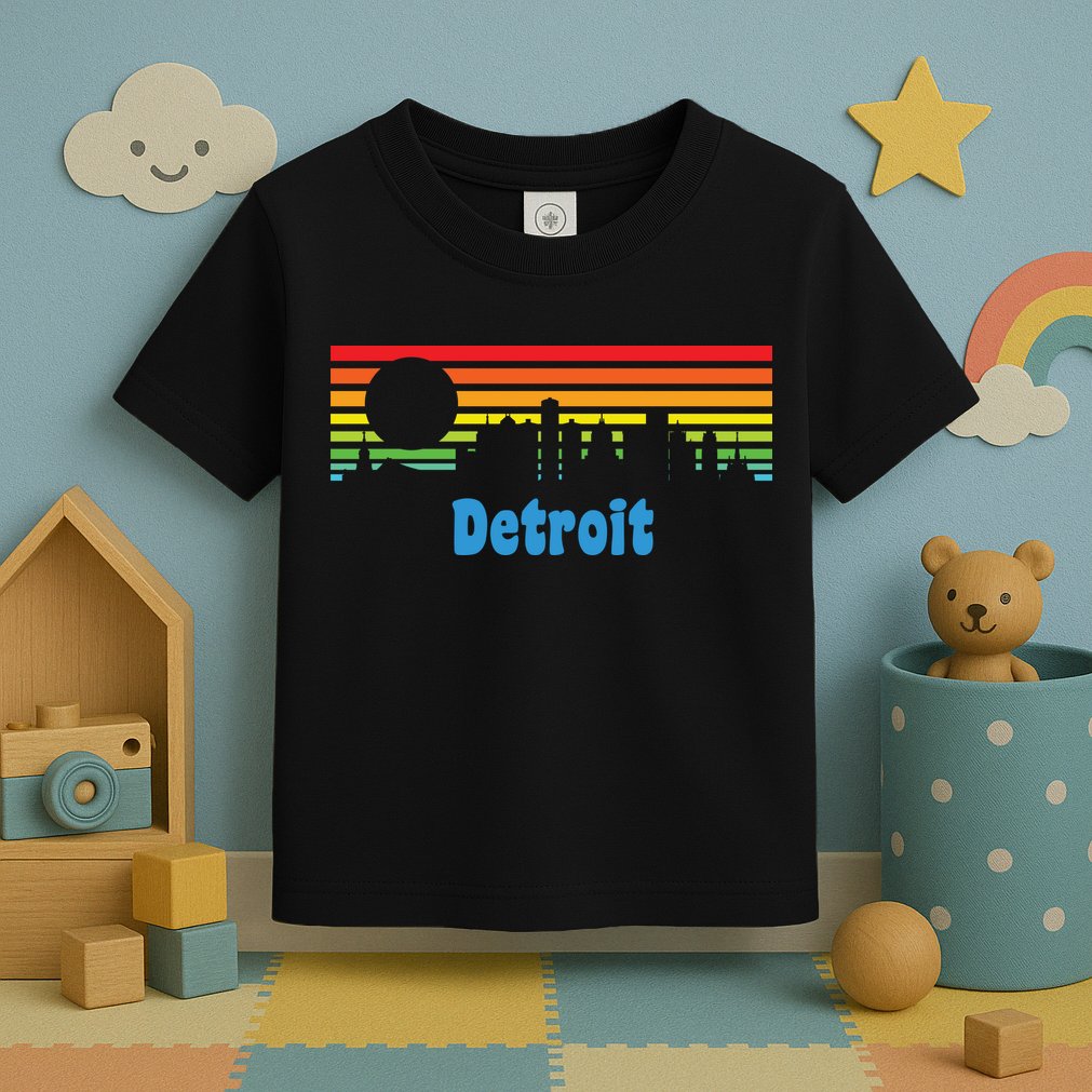 Detroit Retro Skyline Toddler T-Shirt