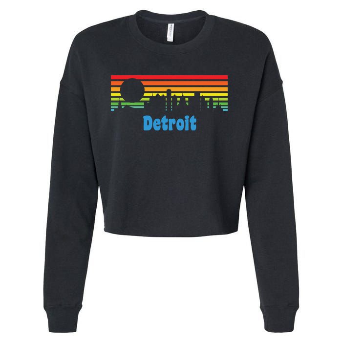Detroit Retro Skyline Cropped Pullover Crew