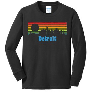 Detroit Retro Skyline Kids Long Sleeve Shirt