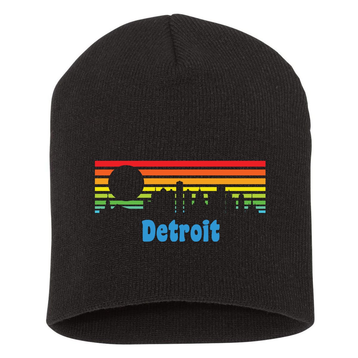 Detroit Retro Skyline Short Acrylic Beanie