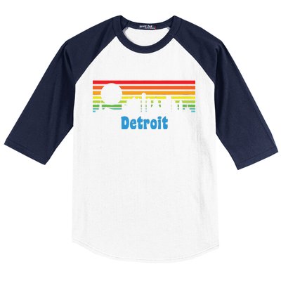 Detroit Retro Skyline Baseball Sleeve Shirt