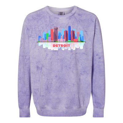 Detroit Skyline Abstract Colorblast Crewneck Sweatshirt