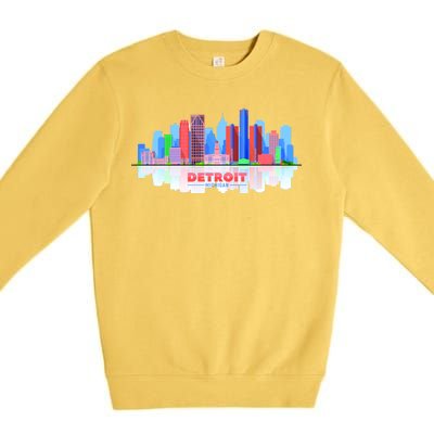 Detroit Skyline Abstract Premium Crewneck Sweatshirt