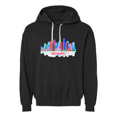 Detroit Skyline Abstract Garment-Dyed Fleece Hoodie