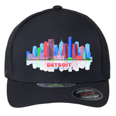 Detroit Skyline Abstract Flexfit Unipanel Trucker Cap