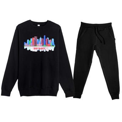 Detroit Skyline Abstract Premium Crewneck Sweatsuit Set