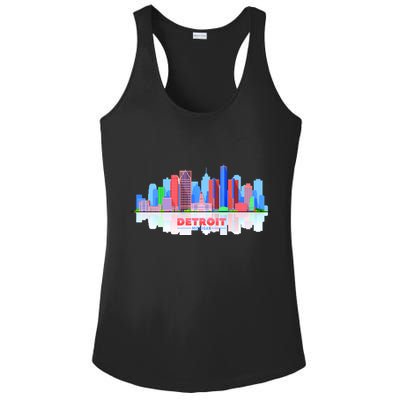 Detroit Skyline Abstract Ladies PosiCharge Competitor Racerback Tank