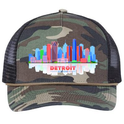 Detroit Skyline Abstract Retro Rope Trucker Hat Cap