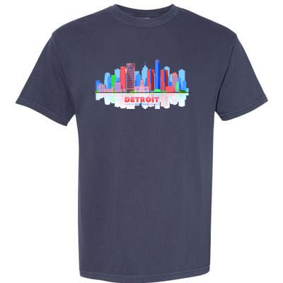 Detroit Skyline Abstract Garment-Dyed Heavyweight T-Shirt