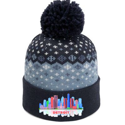 Detroit Skyline Abstract The Baniff Cuffed Pom Beanie