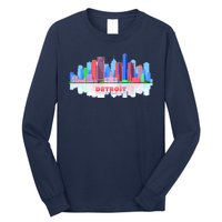 Detroit Skyline Abstract Long Sleeve Shirt