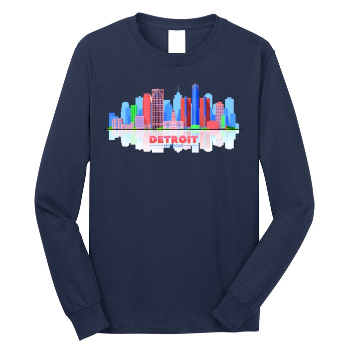 Detroit Skyline Abstract Long Sleeve Shirt