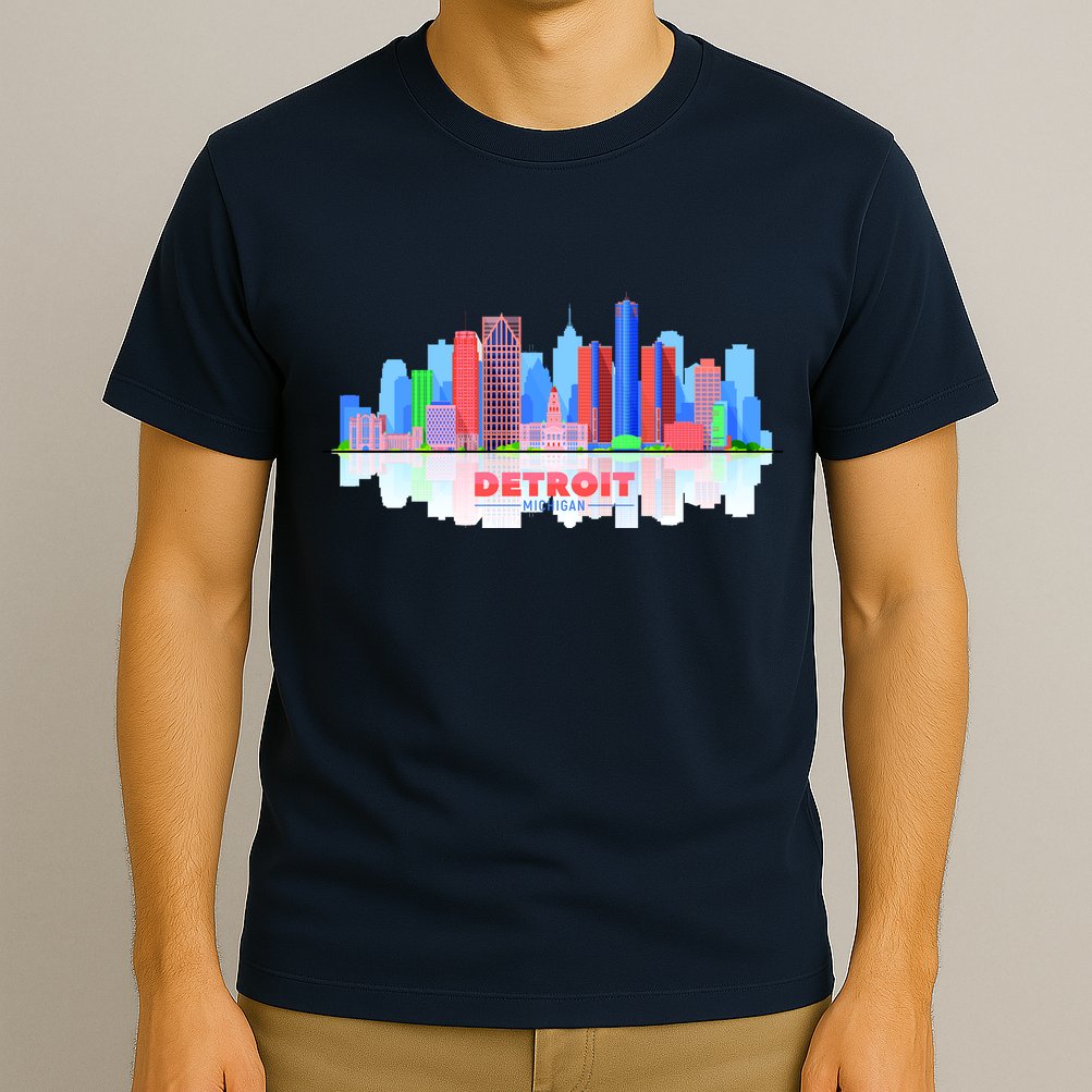 Detroit Skyline Abstract T-Shirt