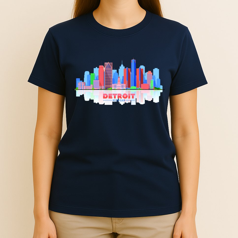 Detroit Skyline Abstract T-Shirt