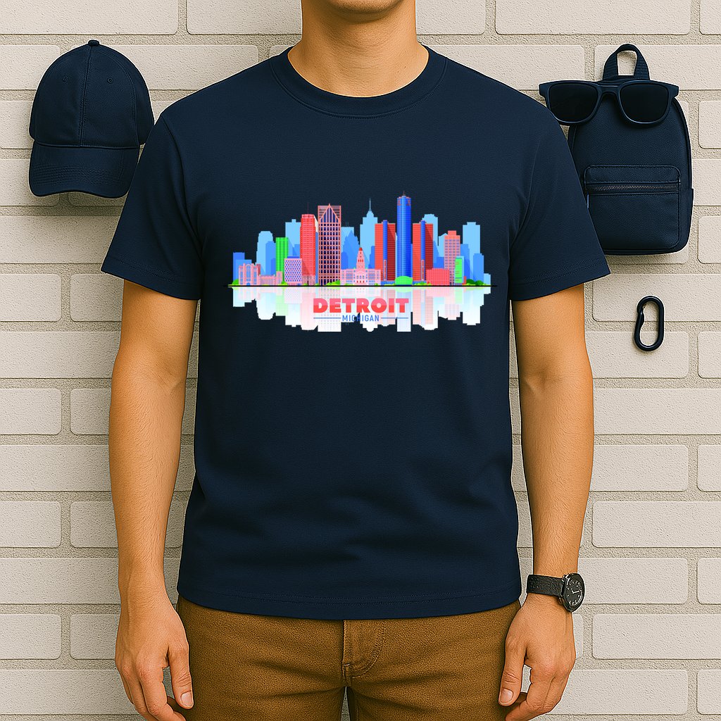 Detroit Skyline Abstract T-Shirt
