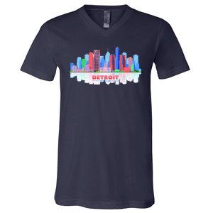 Detroit Skyline Abstract V-Neck T-Shirt