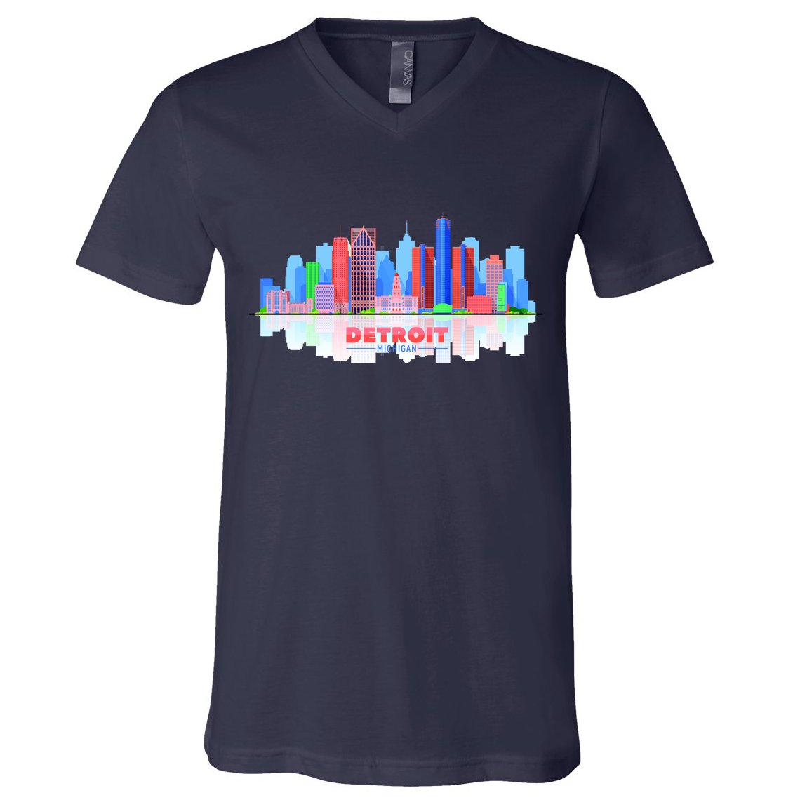 Detroit Skyline Abstract V-Neck T-Shirt