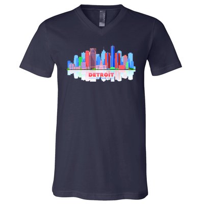 Detroit Skyline Abstract V-Neck T-Shirt