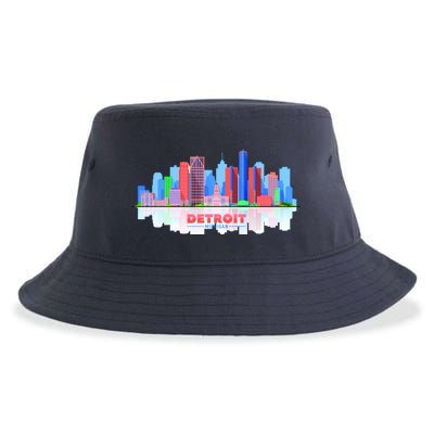 Detroit Skyline Abstract Sustainable Bucket Hat