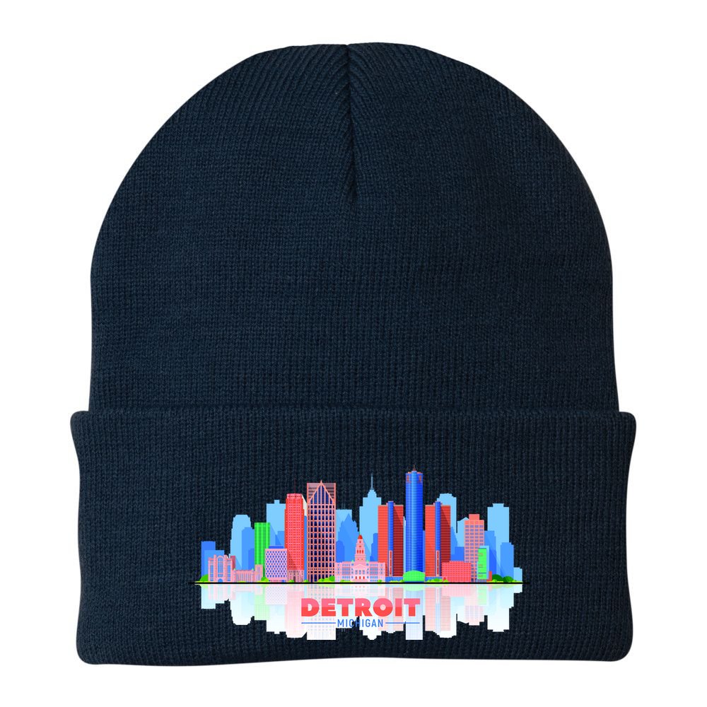 Detroit Skyline Abstract Beanie