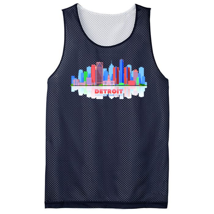 Detroit Skyline Abstract Mesh Reversible Basketball Jersey Tank