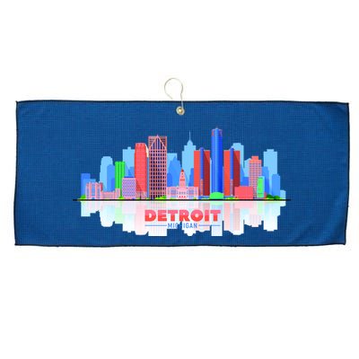 Detroit Skyline Abstract Large Microfiber Waffle Golf Towel