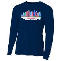 Detroit Skyline Abstract Cooling Performance Long Sleeve Crew