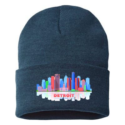 Detroit Skyline Abstract Sustainable Knit Beanie