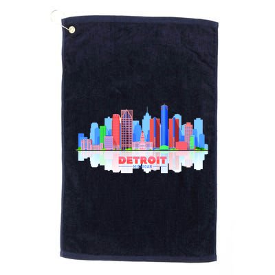 Detroit Skyline Abstract Platinum Collection Golf Towel