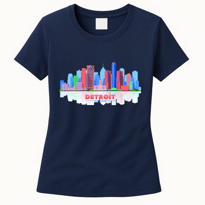 Detroit Skyline Abstract Womens T-Shirt