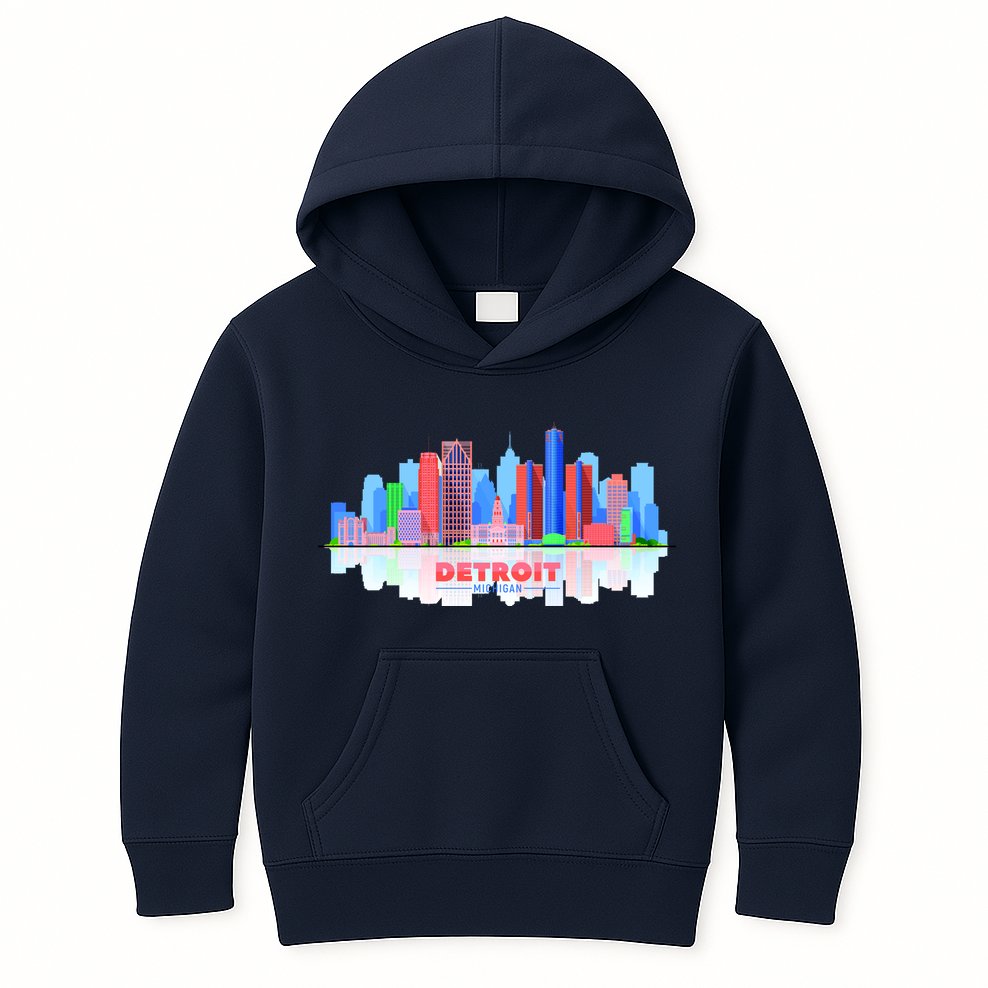 Detroit Skyline Abstract Kids Hoodie