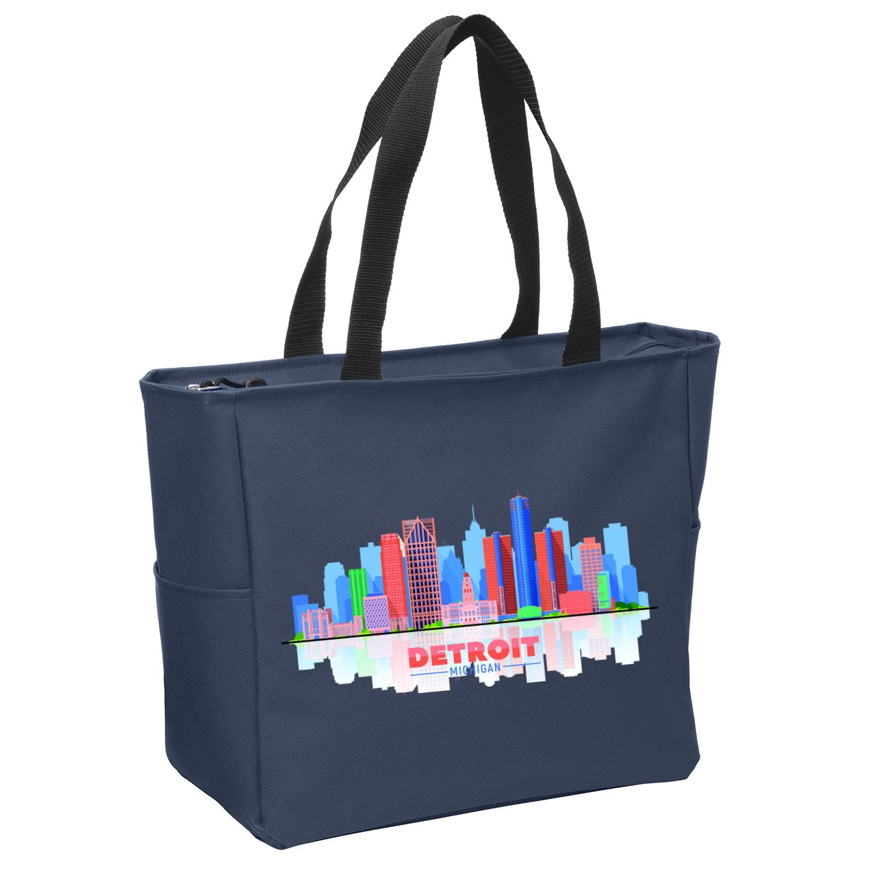 Detroit Skyline Abstract Zip Tote Bag