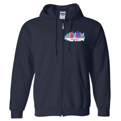 Detroit Skyline Abstract Full Zip Hoodie