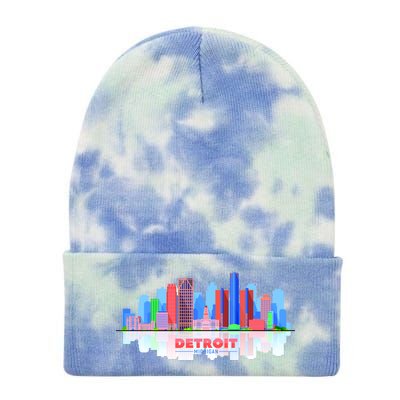 Detroit Skyline Abstract Tie Dye 12in Knit Beanie