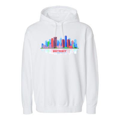 Detroit Skyline Abstract Garment-Dyed Fleece Hoodie