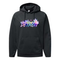 Detroit Skyline Paint Performance Fleece Hoodie