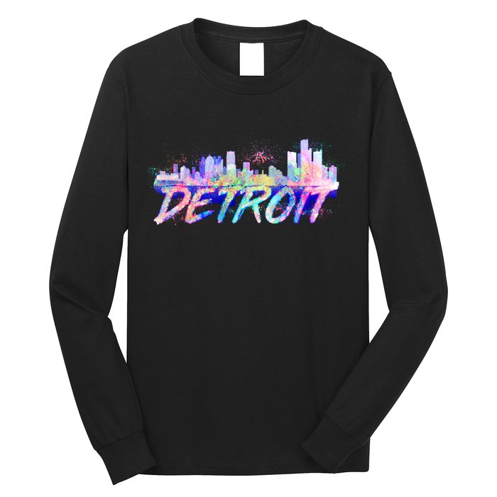 Detroit Skyline Paint Long Sleeve Shirt