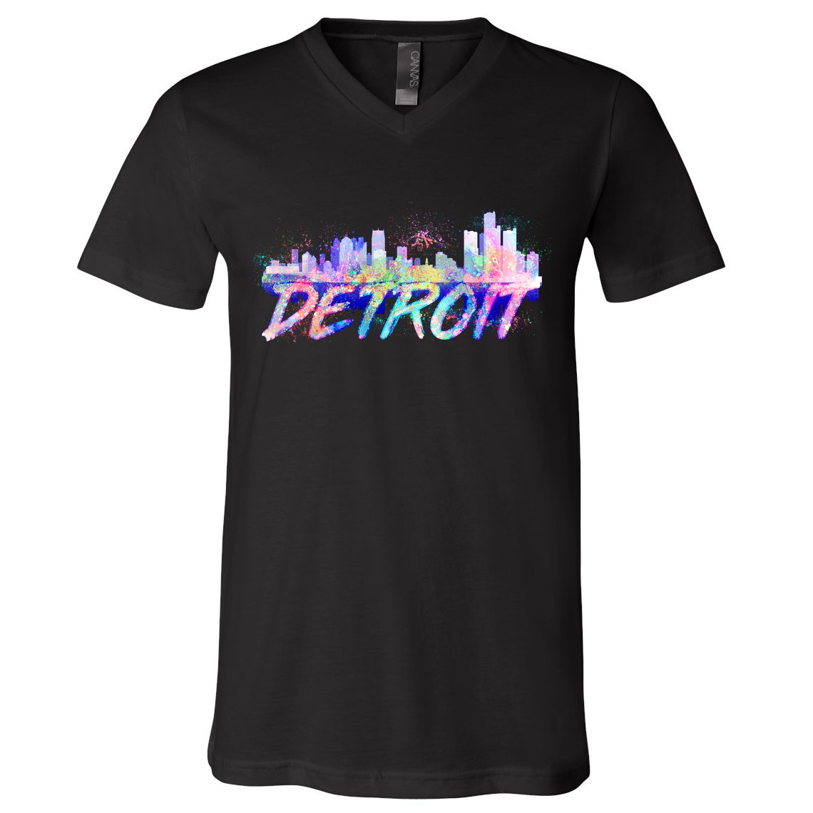 Detroit Skyline Paint V-Neck T-Shirt