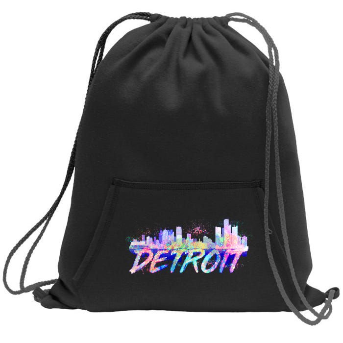 Detroit Skyline Paint Sweatshirt Cinch Pack Bag