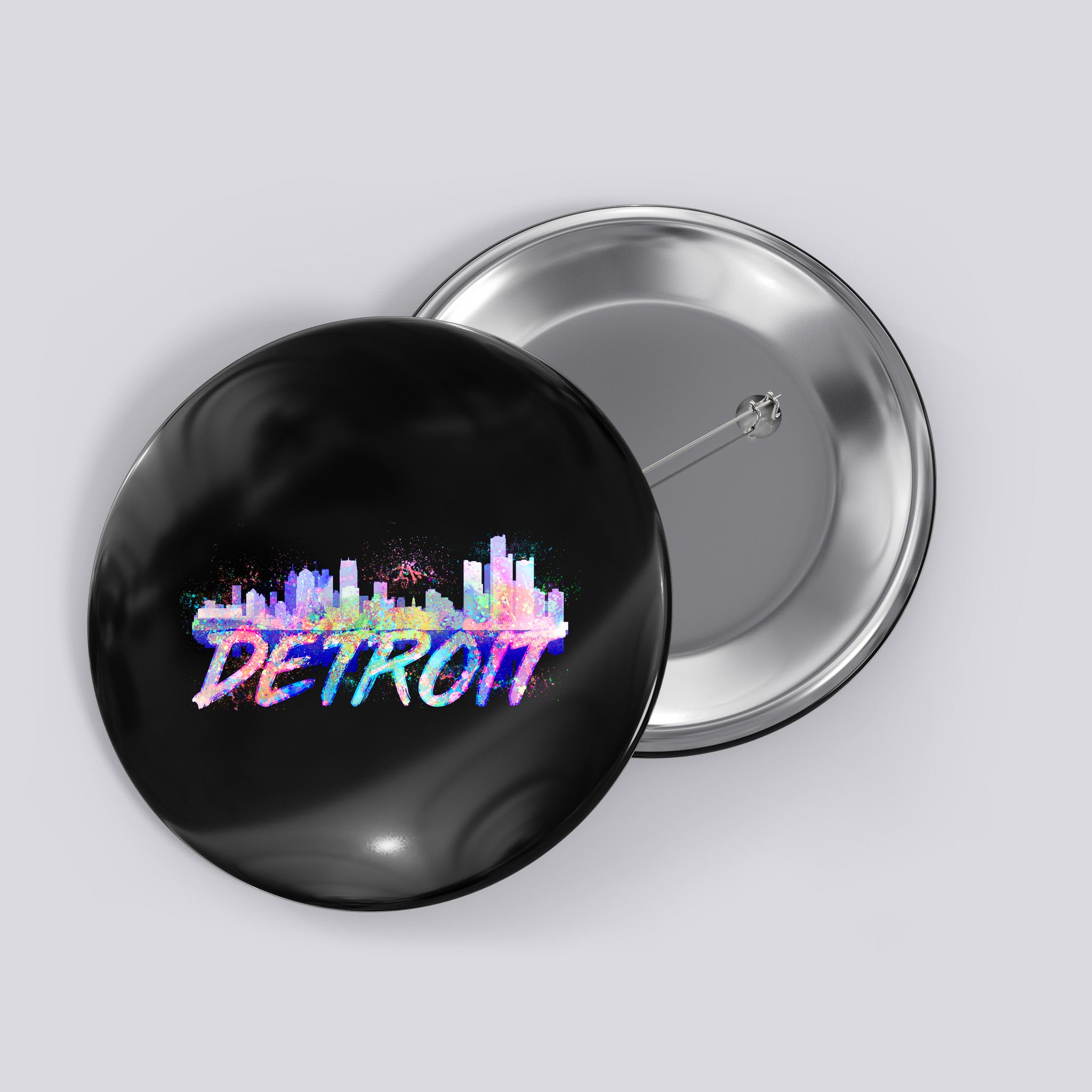 Detroit Skyline Paint Button