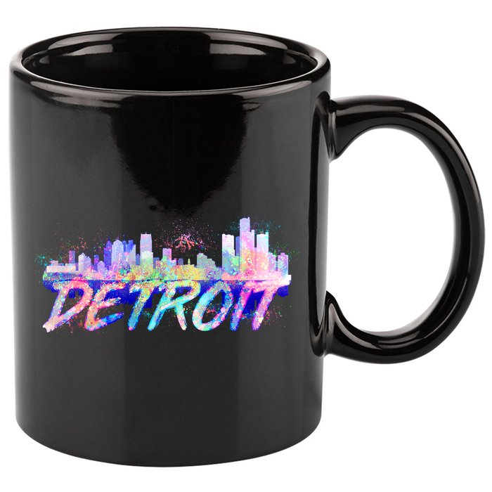 Detroit Skyline Paint 11oz C Handle Ceramic Mug