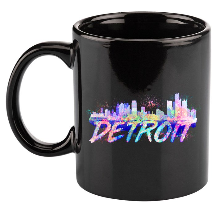 Detroit Skyline Paint 11oz C Handle Ceramic Mug