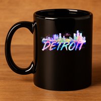 Detroit Skyline Paint 11oz C Handle Ceramic Mug