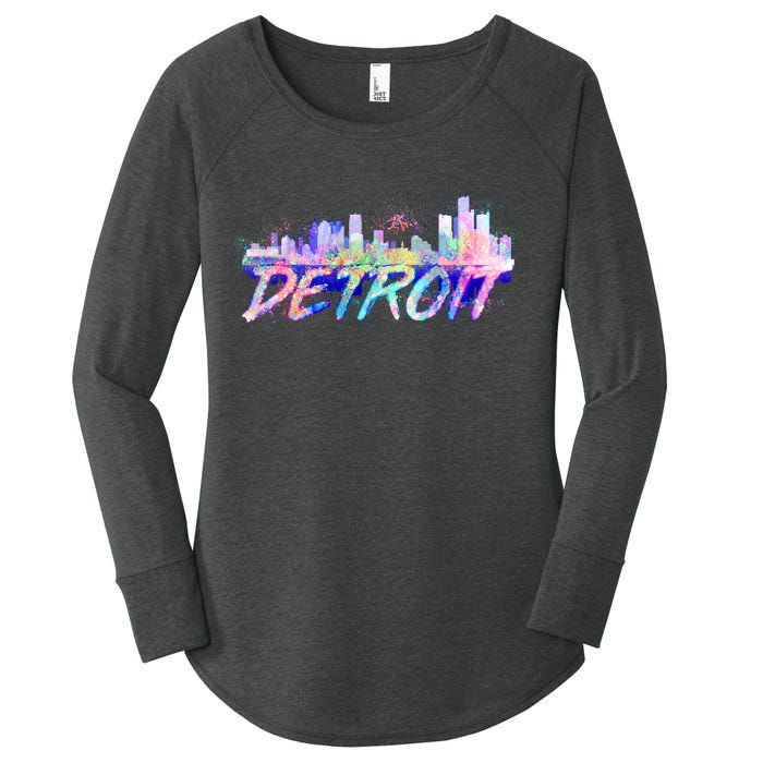 Detroit Skyline Paint Women's Perfect Tri Tunic Long Sleeve Shirt