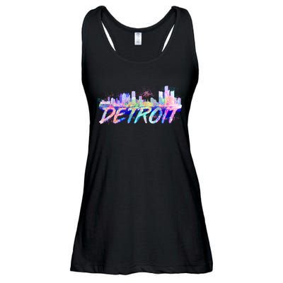 Detroit Skyline Paint Ladies Essential Flowy Tank